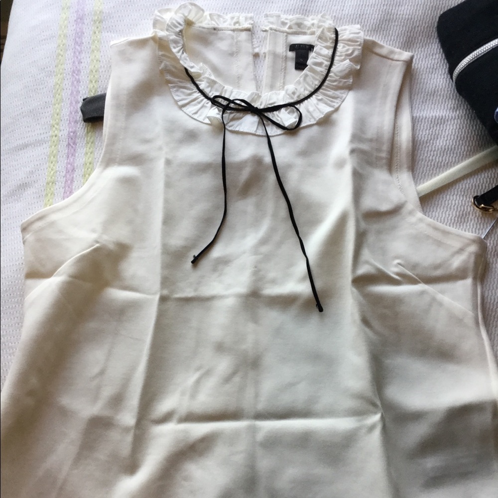 J.crew cream blouse with velvet detail